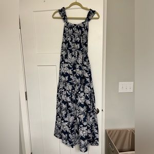 NWT Abercrombie & Fitch Navy Bow Back Poplin Maxi Dress